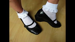 black leather Mary Janes and frilly socks - shoeplay by Isabelle-Sandrine Thumb