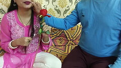 Indian beautiful husband wife celebrate special Valentine week Happy Rose day dirty talk in hindi voice saara give footjob Thumb