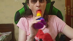 Sissy cute cd sucking dildo blowjob on cam cosplay Thumb