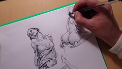 How to draw sexy girls with a ballpoint pen, sketch Thumb